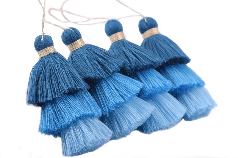 KONMAY Bulk 20pcs Tri-Layered Tassels with Hanging Loop for Jewelry Making, Clothing - Image 2